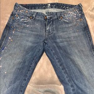 7 for all Mankind paint splattered denim Y2K